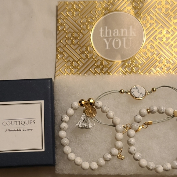 White Howlite Gemstone Crystal Bracelets - Picture 2 of 5